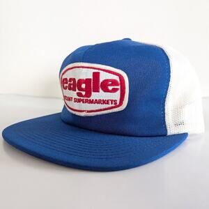 Vintage Eagle Discount Supermarket Trucker Hat Snapback Mesh Blue White Retro